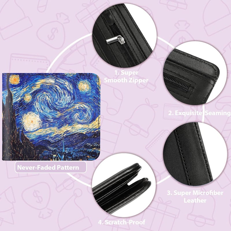 Funermei Cute Wallet for Girls Women Space Leather Bifold Wallet for Teen Boys Men Blue Sky Aesthetic Credit Card Holder RFID Id Cash Slim Small Bi-fold Wallets with Coin Pocket for Little Girl - Image 5